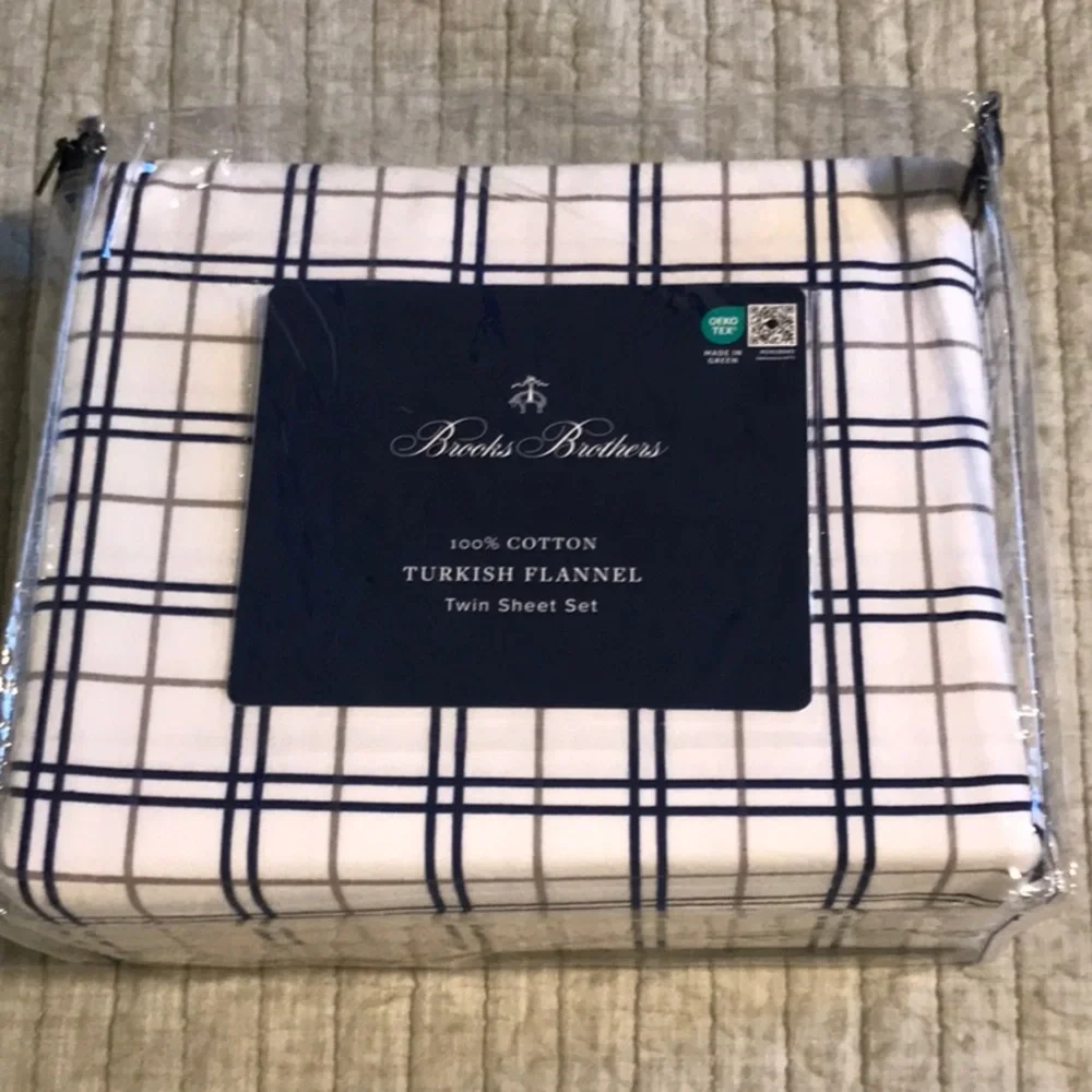 🔥🔥BROOKS BROTHERS Square Brook Plaid Flannel Sheet Set